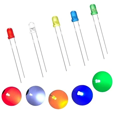 Afbeelding van 3mm led verlichting, 250pcs diodes light emitting assorti, low voltage round diode lights assorti kleur groen/rood/blauw/geel/wit
