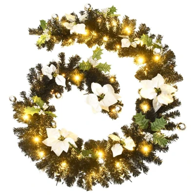 Afbeelding van Kerstslinger met LED lampjes 2,7 m PVC zwart