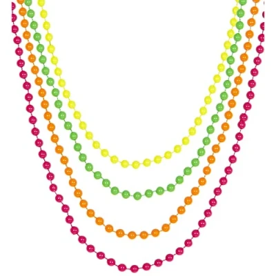 Afbeelding van W WIDMANN MILANO Party Fashion 05843 Halsketting met neonkleurige parels, 4 stuks, sieraden, halsband, jaren 80, carnaval, themafeest