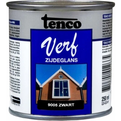 Afbeelding van Tenco TencoVerf Zijdeglans 0,25 ltr zwart (RAL 9005) Woning onderhoud
