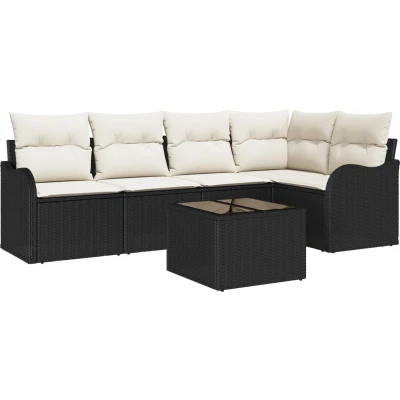 Afbeelding van vidaXL 5 Delige Tuin Sofa Set met Kussens Bruin Poly Riet