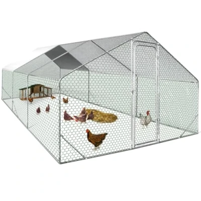 Afbeelding van IDMarket kippenhok 18 m² park, draadframe, van verzinkt staal