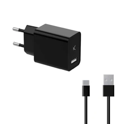 Afbeelding van Oplader + Kabel USB A naar C KSIX Zwart