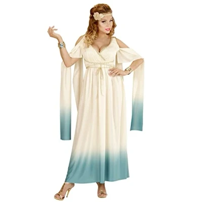 Afbeelding van Widmann Griekse &amp; Romeinse Oudheid Kostuum Mythische Koningin Van Atlantis Vrouw Blauw, Wit / Beige Small Carnavalskleding Verkleedkleding