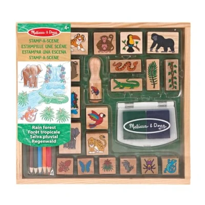 Afbeelding van Melissa &amp; Doug Stempelscènes van hout regenwoud (26 delen)