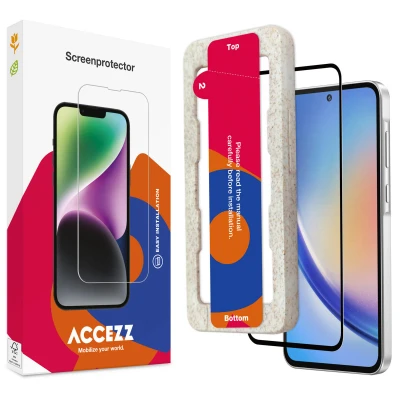 Afbeelding van screenprotector Samsung Galaxy A35: Accezz Gehard glas Full Cover met bio applicator