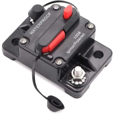 Afbeelding van Mottdam 100A AMP auto stroomonderbreker 12V 48V DC waterdichte audio inline met handmatige reset zekeringhouder omvormer voor en marineboot (100A)