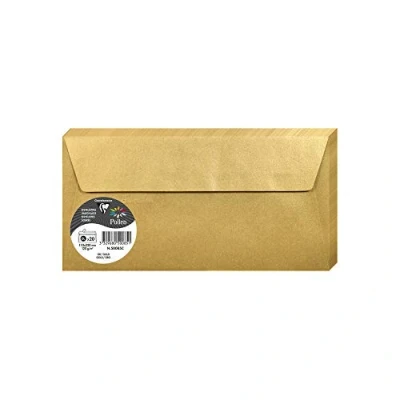 Afbeelding van Clairefontaine pollen iriserende lijm enveloppen, DL, 120g goud, 20 stuks