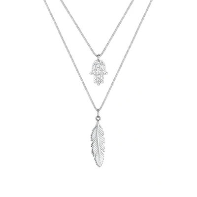 Afbeelding van Elli Feder Hamsa Ketting silvercoloured, Dames, Maat: 45, Silver coloured