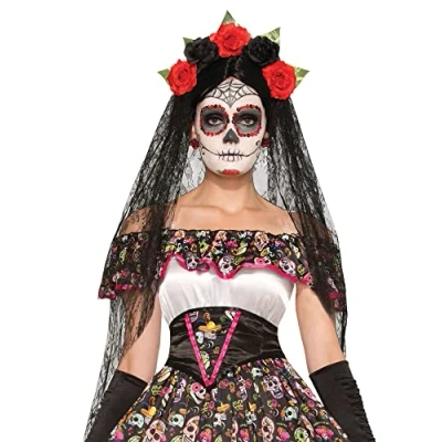 Afbeelding van Bristol Novelty 74922 Halloween dag van de dode sluier, veelkleurig, one size