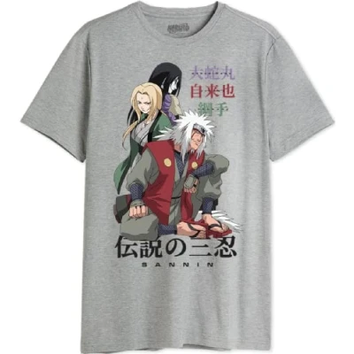 Afbeelding van Naruto Menarutts243 T shirt, Grijs Melange, XXL, heren, XXL