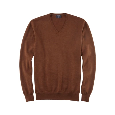 Afbeelding van Olymp Casual Trui Wol Bruin maat 3XL Heren Pullover met Modern fit Pasvorm Suitable Herenkleding
