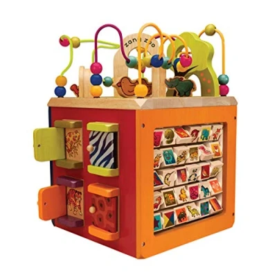 Afbeelding van Battat 2104368,B. Toys Grote motoriek dobbelsteen, motoriek, activiteitencentrum met houten speelgoed, babyspeelgoed vanaf 1 jaar,veelkleurig