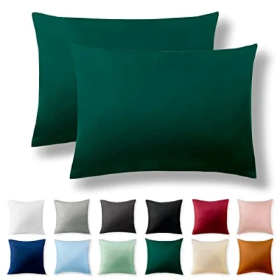 Afbeelding van Alreya Tweedelige set renforcé kussenslopen, 40 x 60 cm, 100% katoen met YKK ritssluiting, super zachte hoofdkussensloop, kussenhoes, alleen kussensloop, Bosgroen