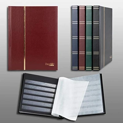 Afbeelding van Prophila Collection 32 zwarte pagina&#039;s A5 postzegels insteekboek rode omslag