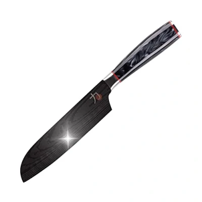Afbeelding van MasterPro Tetsu 12,5 cm Japanese Mini Santoku Kitchen Knife Perfect for Precision Cutting Professional Reinforced, Balanced and Titanium Coated