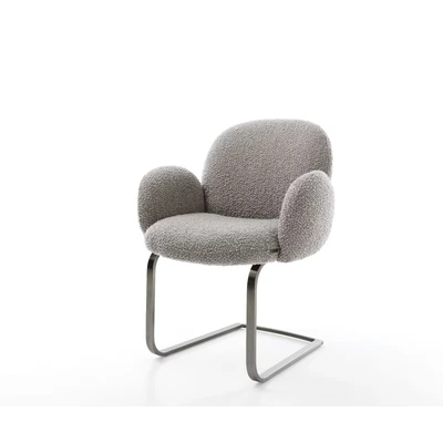 Afbeelding van DELIFE sledemodel Nube Flex met armleuning bouclé zilver grijs vlak grafiet pocketveer kern