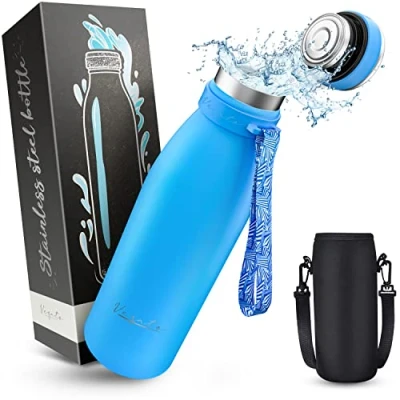 Afbeelding van Drinkware van roestvrij staal, BPA vrije thermosfles, 500 ml, lekvrije waterfles met dubbele isolatie, vaatwasmachinebestendig, Geschikt voor koolzuur, duurzaam