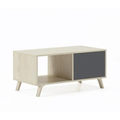 Afbeelding van Skraut Home Salontafel 45 x 92 50 cm Lage tafel Ideaal voor woonkamer of eetkamer Windmodel Bestand hout Hulpmeubels Puccini/Grijze Afwerking