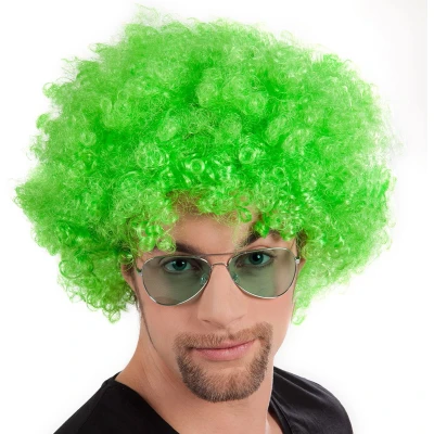 Afbeelding van Boland Pruik Groove Groen Afro Kort Unisex Danser/danseres 70&#039;s, 80&#039;s &amp; 90&#039;s Disco