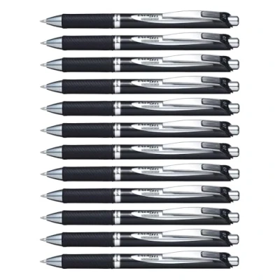 Afbeelding van Pentel BLP77 AX EnerGel Xm Document met Drukmechanisme Waterdicht, 12 Stuk, Zwart