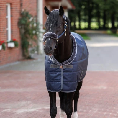 Afbeelding van Bucas Staldeken Show Line Navy/Grijs 165/213