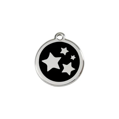 Afbeelding van Star Black roestvrijstalen hondenpenning small/klein dia. 2 cm RedDingo