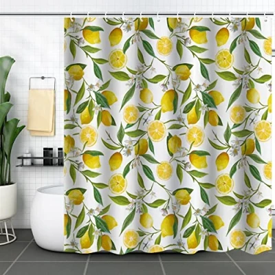 Afbeelding van Douchegordijn, polyester, waterdicht, schimmelbestendig, sneldrogend, wasbaar, voor badkamer, lang gordijn, inclusief 12 gordijnhaken, 180 x 200 cm