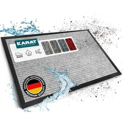 Afbeelding van KARAT Floordirekt Dura deurmat, 90 x 120 cm, grijs, deurmat met antislip achterkant, voor entree, vuilvangmat,