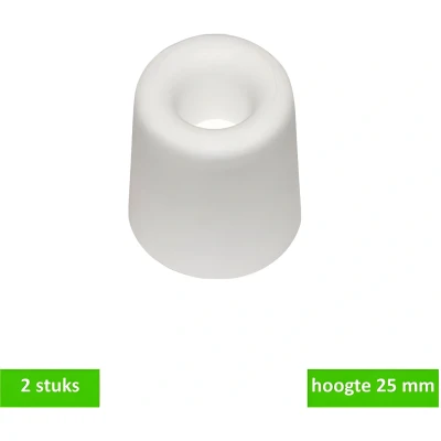 Afbeelding van Deltafix Deurbuffers Rubber 25mm Wit 2 Stuks