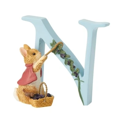 Afbeelding van Beatrix Potter Alfabet Letter N Mevrouw Konijn met Konijntjes Beeldje, 4 x 0,7 cm