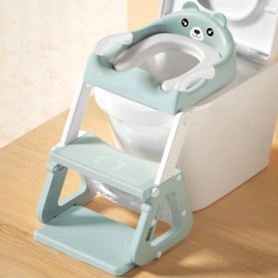 Afbeelding van JEDWKFA Kindertoiletbril met trap, kindertoiletbril, toiletbevestiging voor kinderen vanaf 2 jaar, verstelbare toilettrainer toiletbril peuters