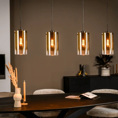 Afbeelding van Vurna Jalama hanglamp Glas goud 4L 120 cm