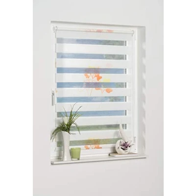 Afbeelding van K home Klemmfix dubbel rolgordijn Denia zonder boren oranje 60 x 150 cm (B L) Design: bloem