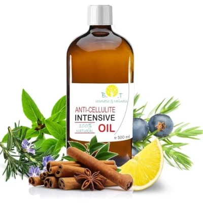 Afbeelding van anti cellulitis olie (500 ml) Drievoudige werking: drainerend, vetverbrandend en verstevigend. Maderotherapie met essentiële oliën. Dringt 6 keer beter in dan een crème.