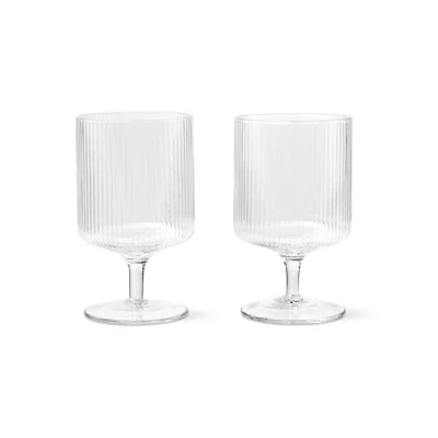 Afbeelding van Ferm Living Ripple Wijnglazen Set van 2 helder