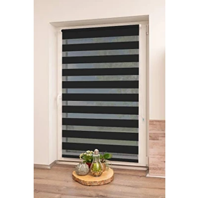 Afbeelding van K home Klemmfix dubbel rolgordijn Madrid zonder boren zwart 45 x 200 cm (B L)