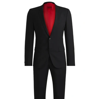 Afbeelding van HUGO BOSS heren Arti/Hesten extra slim fit 2 delig pak in wolblend met klepzakken de kleur Zwart, maat: 46