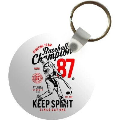 Afbeelding van Sleutelhanger Honkbal Knuppel Vintage Plastic Rond Uitdeelcadeautjes Vaderdag cadeau Geschenk Cadeautje voor hem Tip Mannen