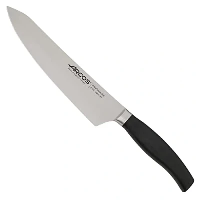 Afbeelding van Arcos Gesmeed koksmes 200 mm, roestvrij staal, professioneel keukenmes, geïnjecteerd polypropyleen POM handvat, ideaal voor chef koks van wereldklasse, Clara serie, zwarte kleur