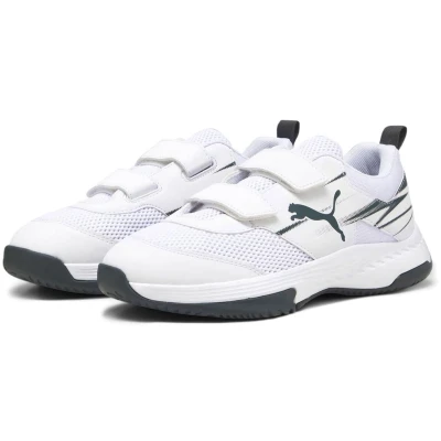 Afbeelding van Puma Varion II V JR Unisex Handbalschoenen voor kinderen, Maat: 28, White/shadow gray Kunststof/ textiel