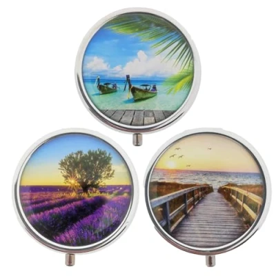 Afbeelding van Set van 3 pillendoosjes medicijnbox tablettenbox pillendoos (zee, lavendel, zeebrug)