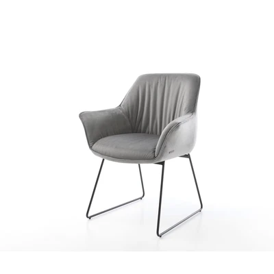 Afbeelding van Armleunstoel Keila Flex met armleuning slipframe zwart fluweel grijs