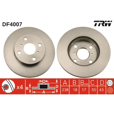 Afbeelding van Trw Remschijf DF4007