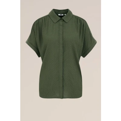 Afbeelding van WE Fashion Dames blouse met structuur Regular fit Donkergroen Viscose Maat: XXXL