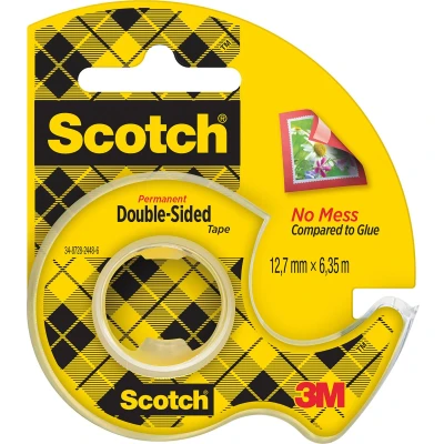 Afbeelding van Scotch dubbelzijdige tape 12,7 mm x 6,3 m, dispenser + rolletje plakband