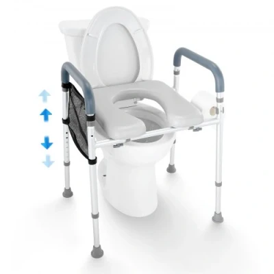 Afbeelding van Vevor Verhoogde toiletbril, hoogteverstelling in 7 standen 19,3&quot; 25,2&quot;, 350 lbs draagvermogen, met comfort gewatteerd