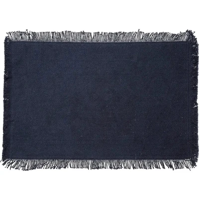 Afbeelding van Secret de Gourmet Maha Placemat katoen met franjes Set van 4 stuks 45x30cm Donkerblauw