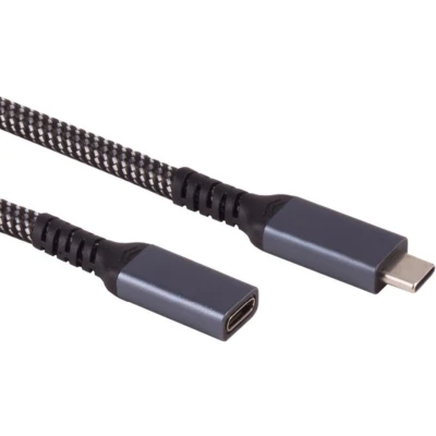 Afbeelding van USB C Verlengkabel 3.2 Gen 2 100W PD Nylon Sleeve 1,5 meter Zwart