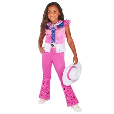 Afbeelding van Rubies Barbie Cowboy klassiek kostuum voor meisjes en jongens, digitaal bedrukte jumpsuit in roze met hoed, officiële barbiemat carnaval, Halloween, verjaardag, Kerstmis